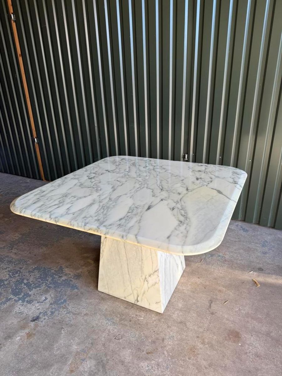 Vintage Carrara Marmeren Eettafel, Italië 1980 image 4