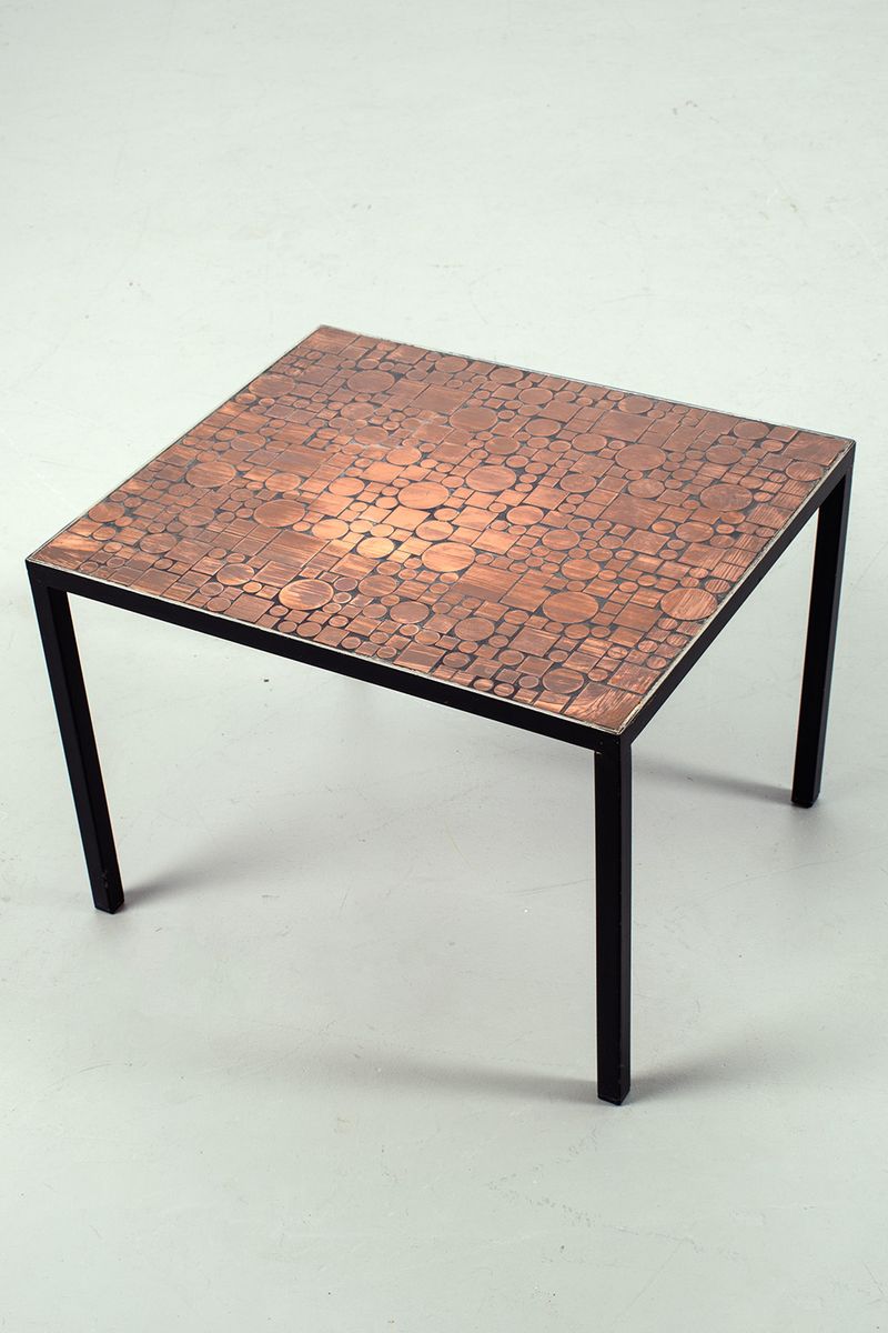 Herbert Hirche Rosenthal Bijzettafeltje Met Koperen Details image 4