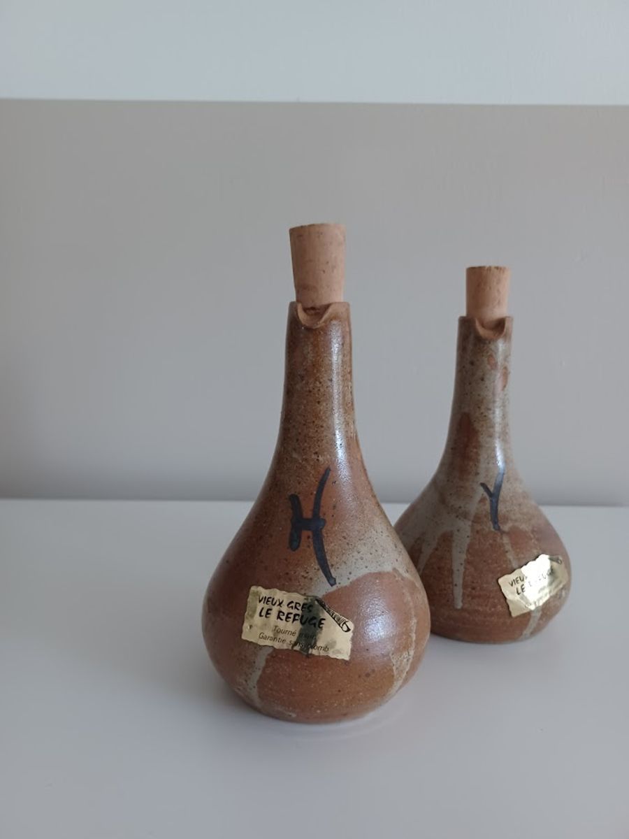 Set Van Twee Vintage Olie- En Azijnkruikjes, Handgemaakt. Keramiek. Mid-century. image 12