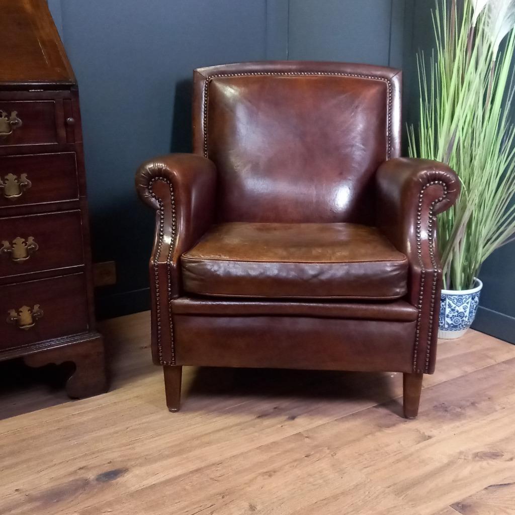 Schapenleren Vintage Clubfauteuil In Art Deco Stijl image 8