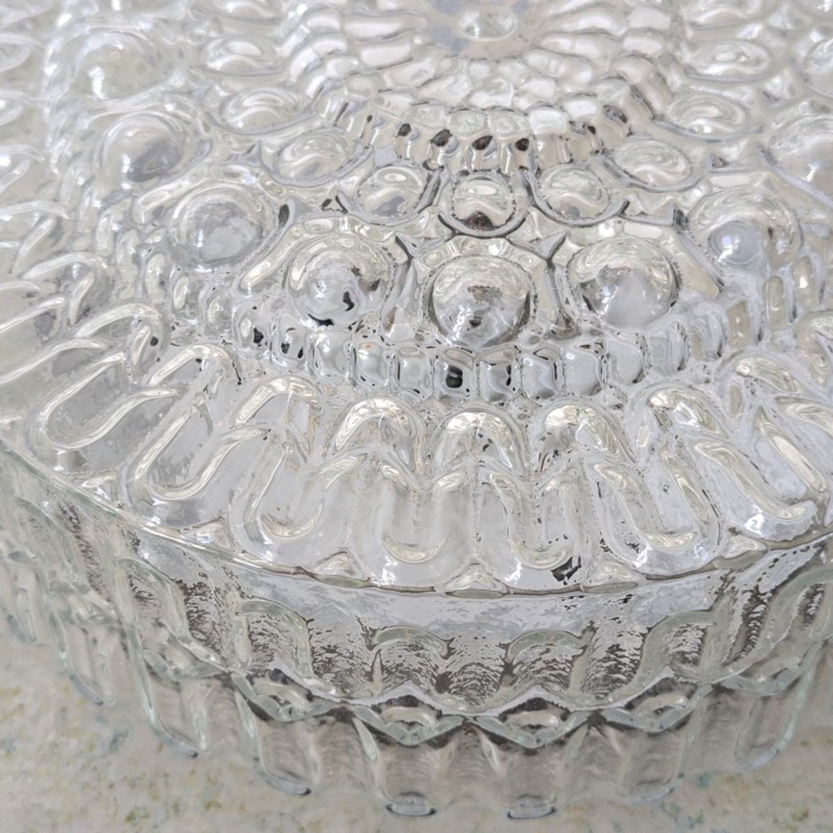Vintage Ronde Glazen Plafonnière / Plafondlamp – Jaren 60/70 - (kh34) image 3