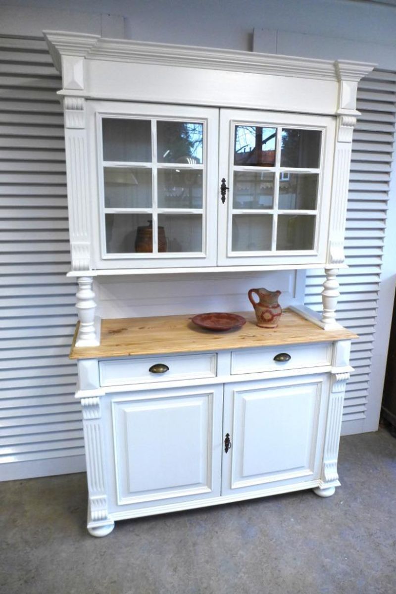 Prachtige Witte Landelijke Vitrine Buffetkast image 9