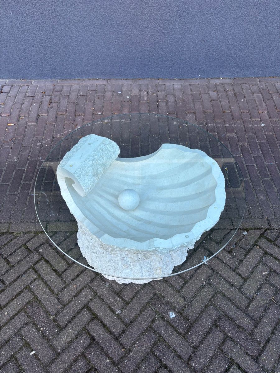 Vintage Parel Salontafel Van Fossielsteen image 2