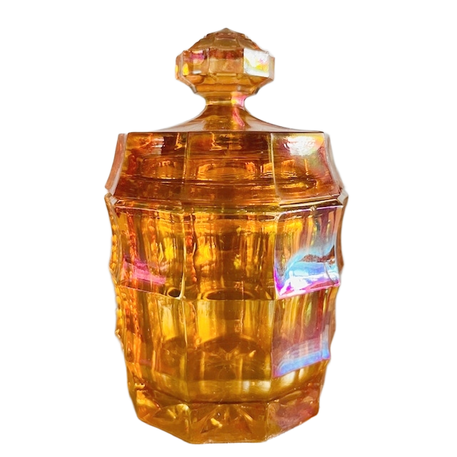 Artdeco Carnival Kristallen Sieradendoos Iriserend Oranje 1930’s image 2