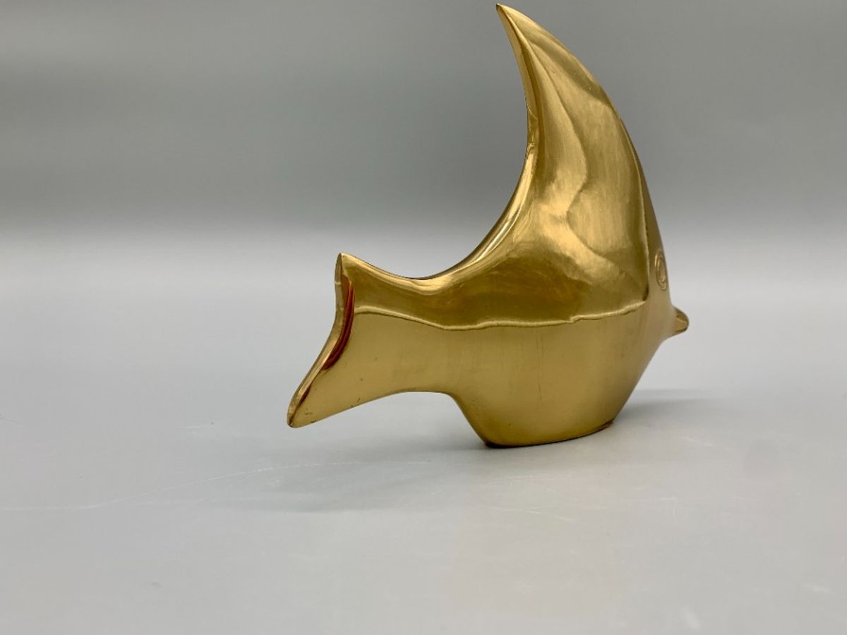 Mid Century Grote Messing Maanvis image 8