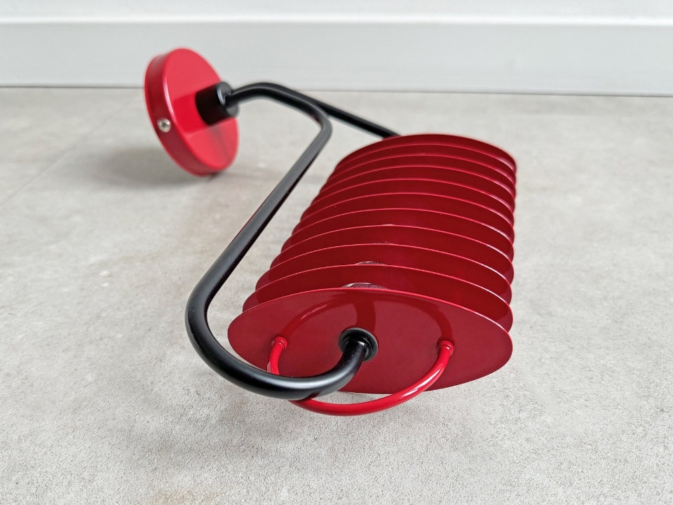 Vintage Postmoderne Wandlamp - Rood Zwart - Memphis image 4