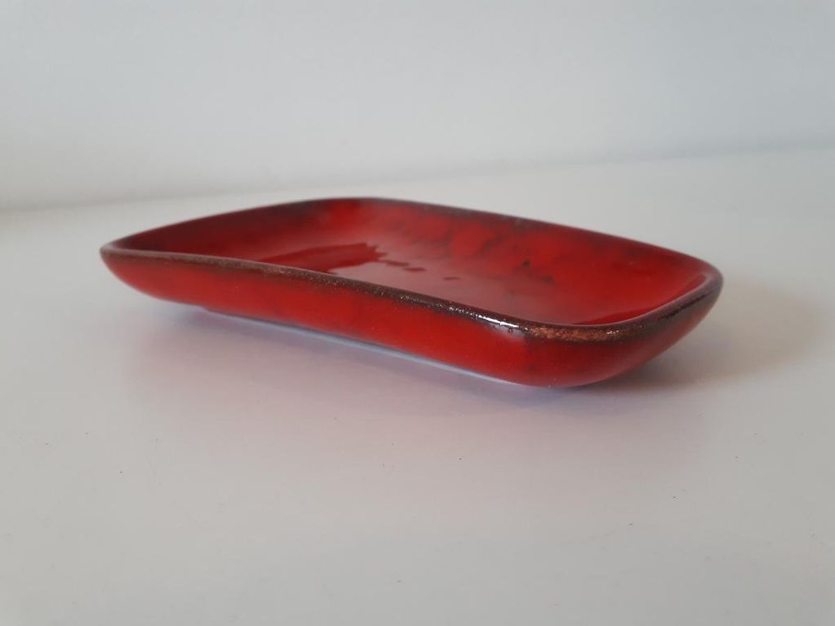 50's Rood Keramiek Schaaltje Fifties Schaal image 5