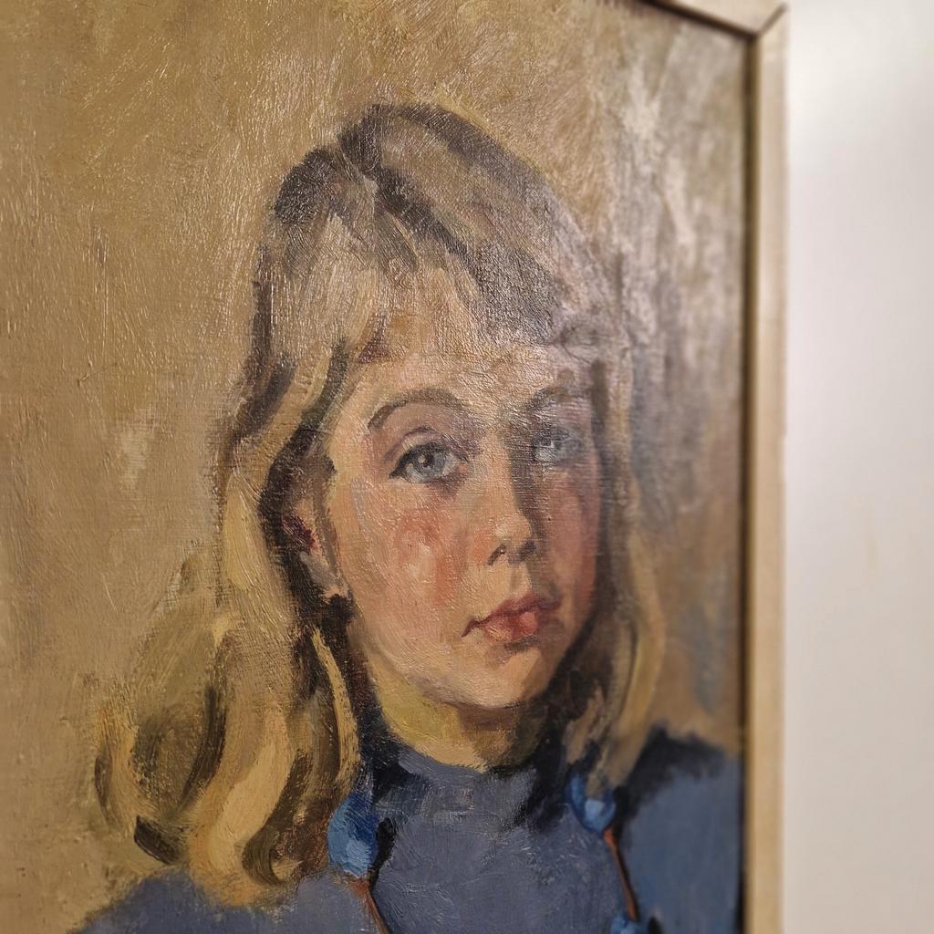 Mari Trappeniers Oud Schilderij Portret Olieverf Op Doek image 4