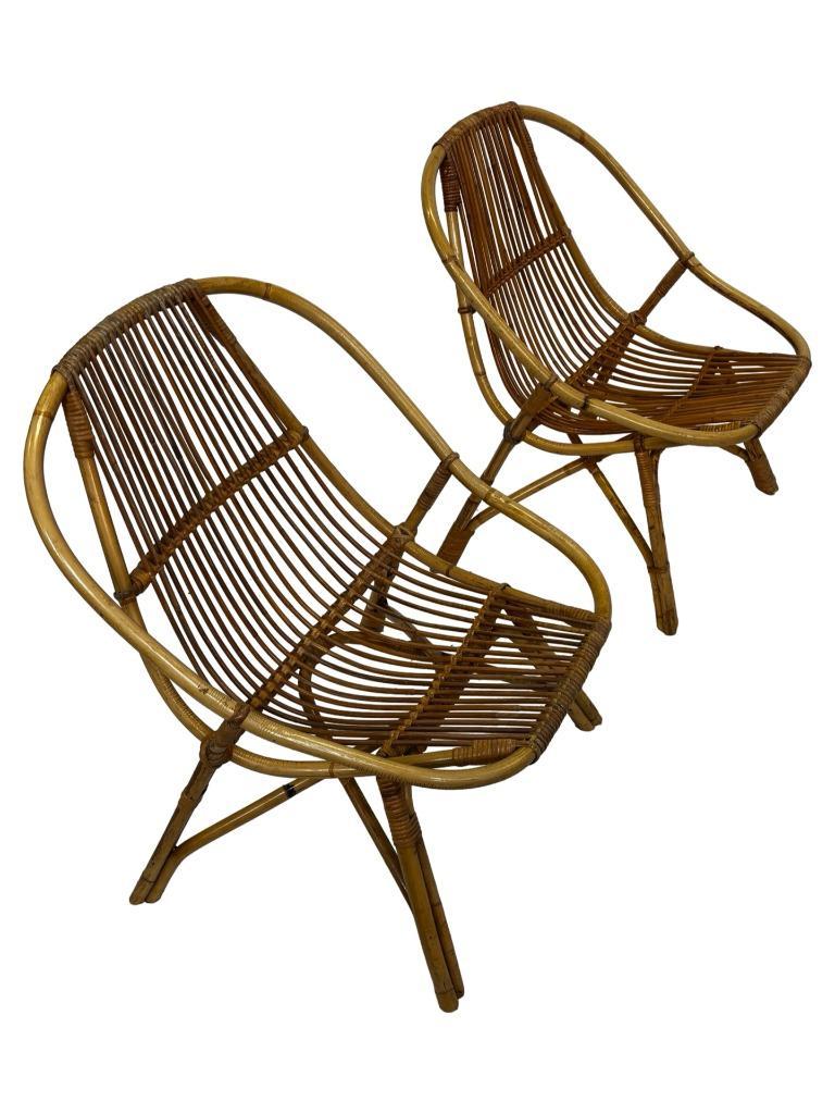 Vintage Set Van 4 Rotan Fauteuils Rohe Noordwolde 1960 image 8