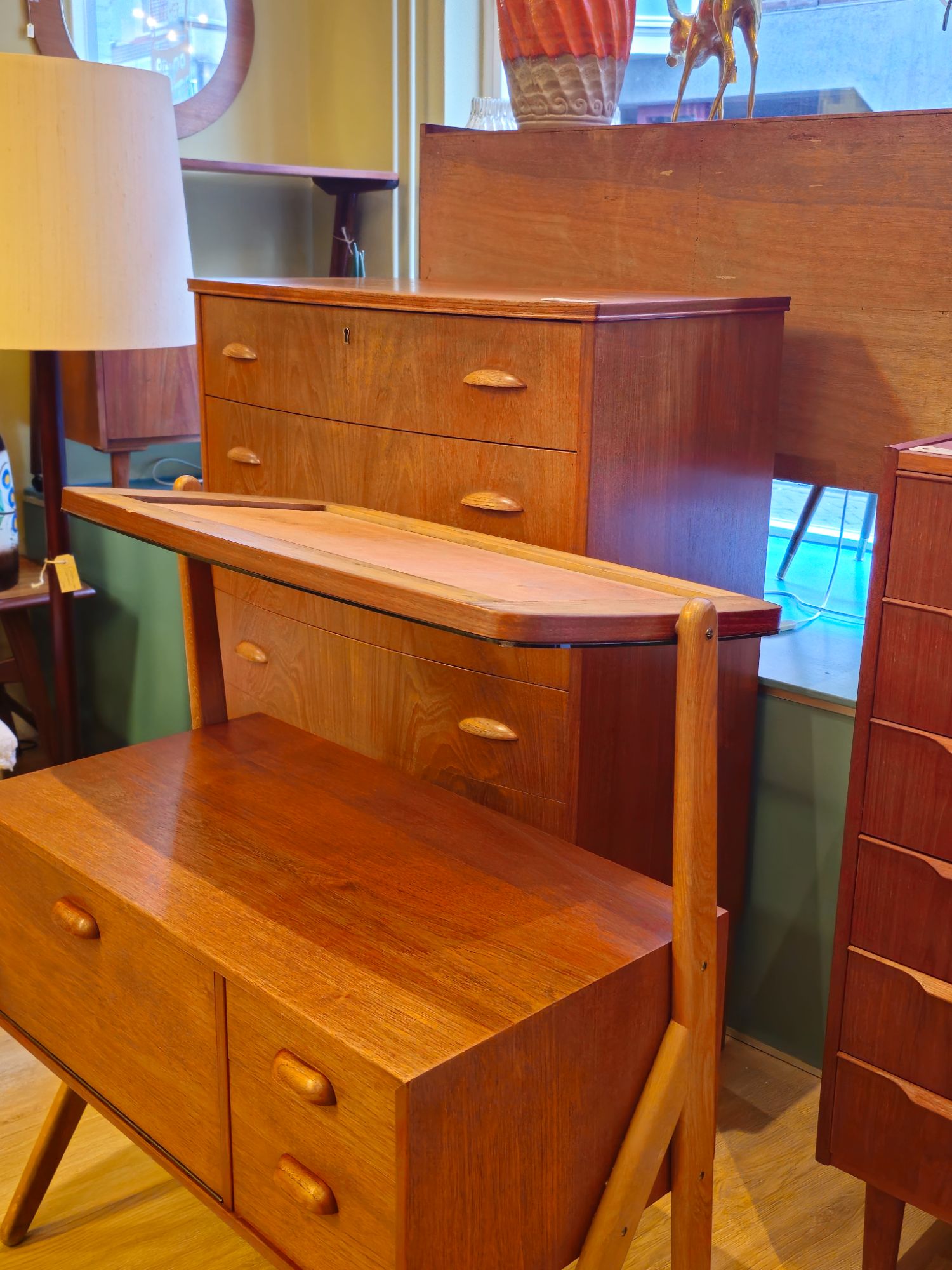 Vintage Deense Make-up Kaptafel Spiegel Make Up Opmaak Tafel image 15