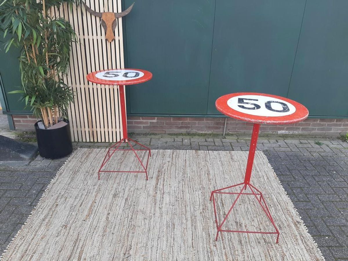 Vintage Sta Tafel 50 Km Verkeersbord Ø 60 Cm Tuinfeest Party image 7