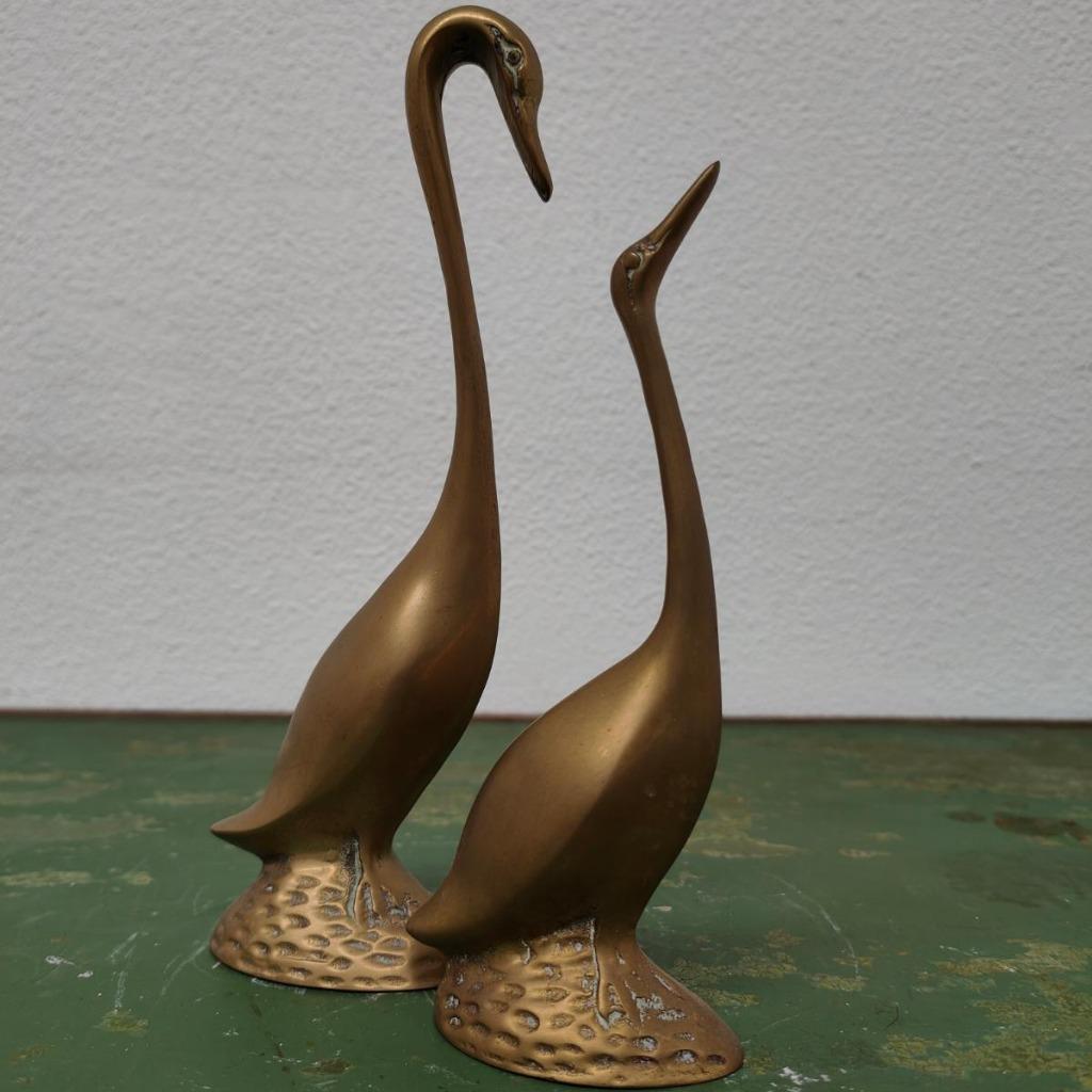 Vintage Messing Beeld Zwanen Of Ganzen, Rosenthal Netter image 7