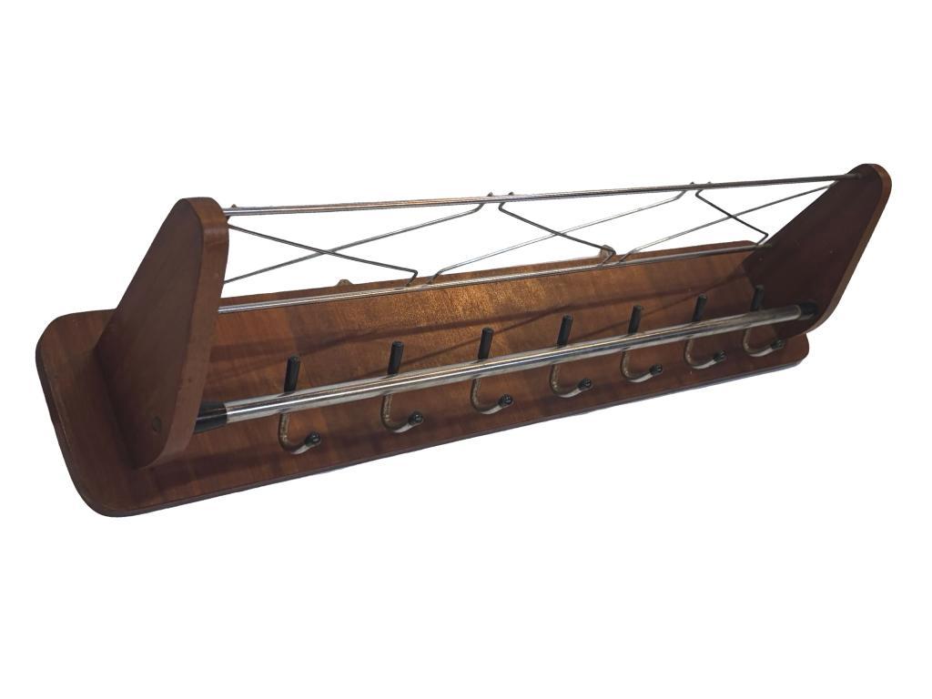 Vintage Wandkapstok Teak En Chroom Jaren 60/70 image 13