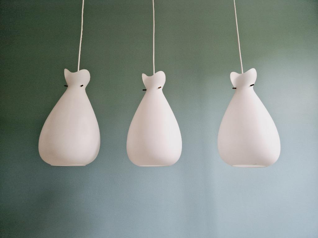 Scandinavische Hanglamp In Wit Gesatineerd Glas, Jaren 60 image 8