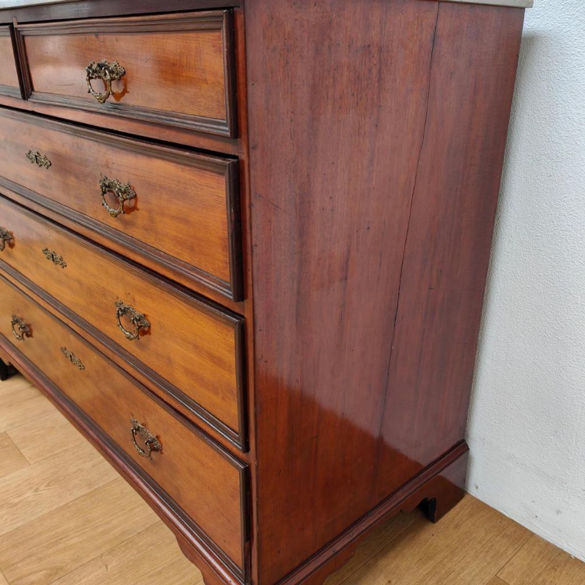 Vintage Antiek Dressoir Commode Ladekast Badkamermeubel Met Marmer Blad 704 image 12