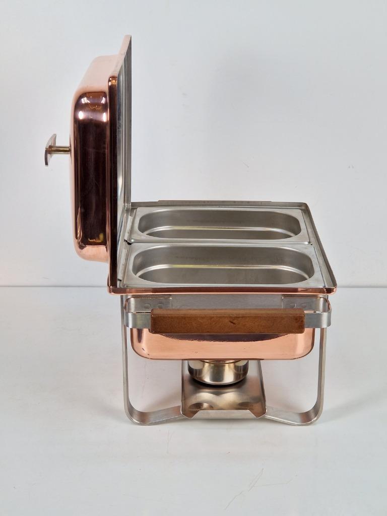 Vintage Spring Swiss Rechaud Koper Rvs Chafing Dish Compleet image 18