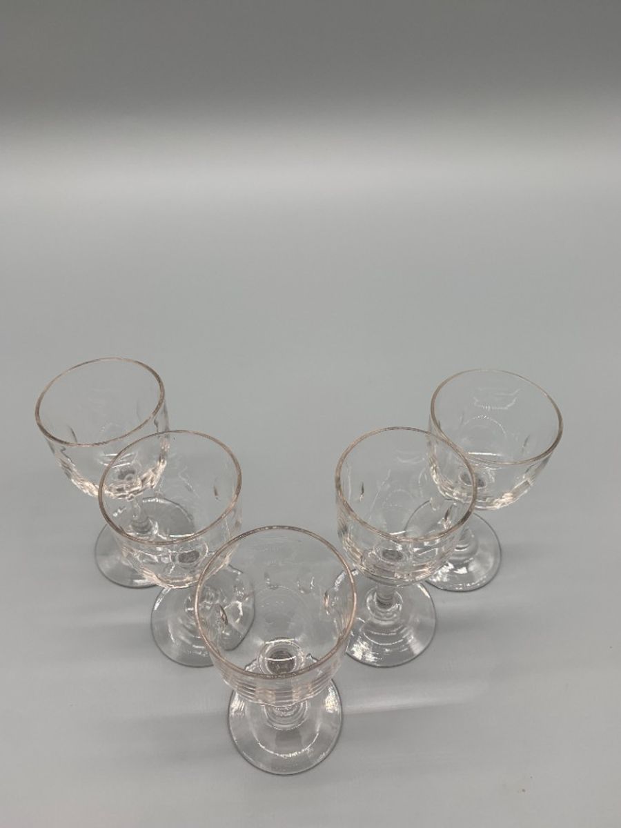 Set Geslepen Voetglaasjes Antiek 5 Stuks image 3