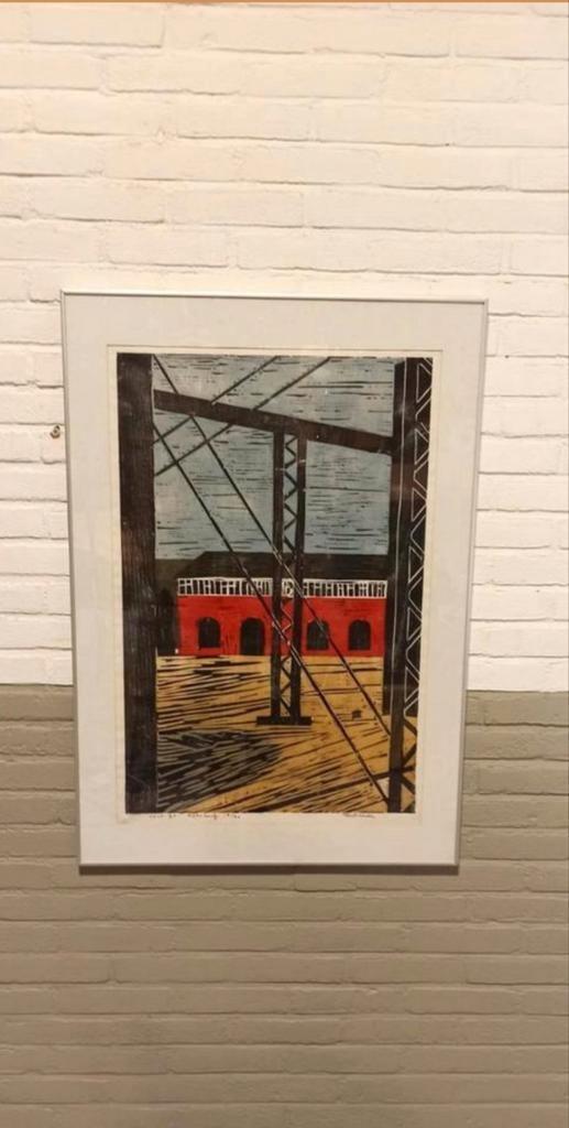 "rijkswerf", Piet Lont, 1995, Houdsnede Op Japans Papier image 2