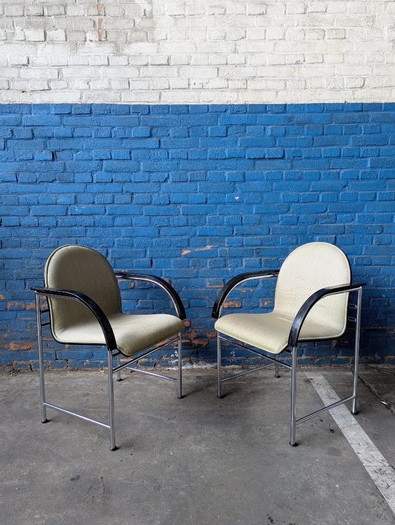 Vintage Arco Bk Eetstoelen -chrome & Zwart- image 2
