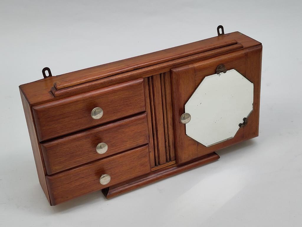 Vintage Houten Art Deco Kastje Medicijnkastje Hout image 2