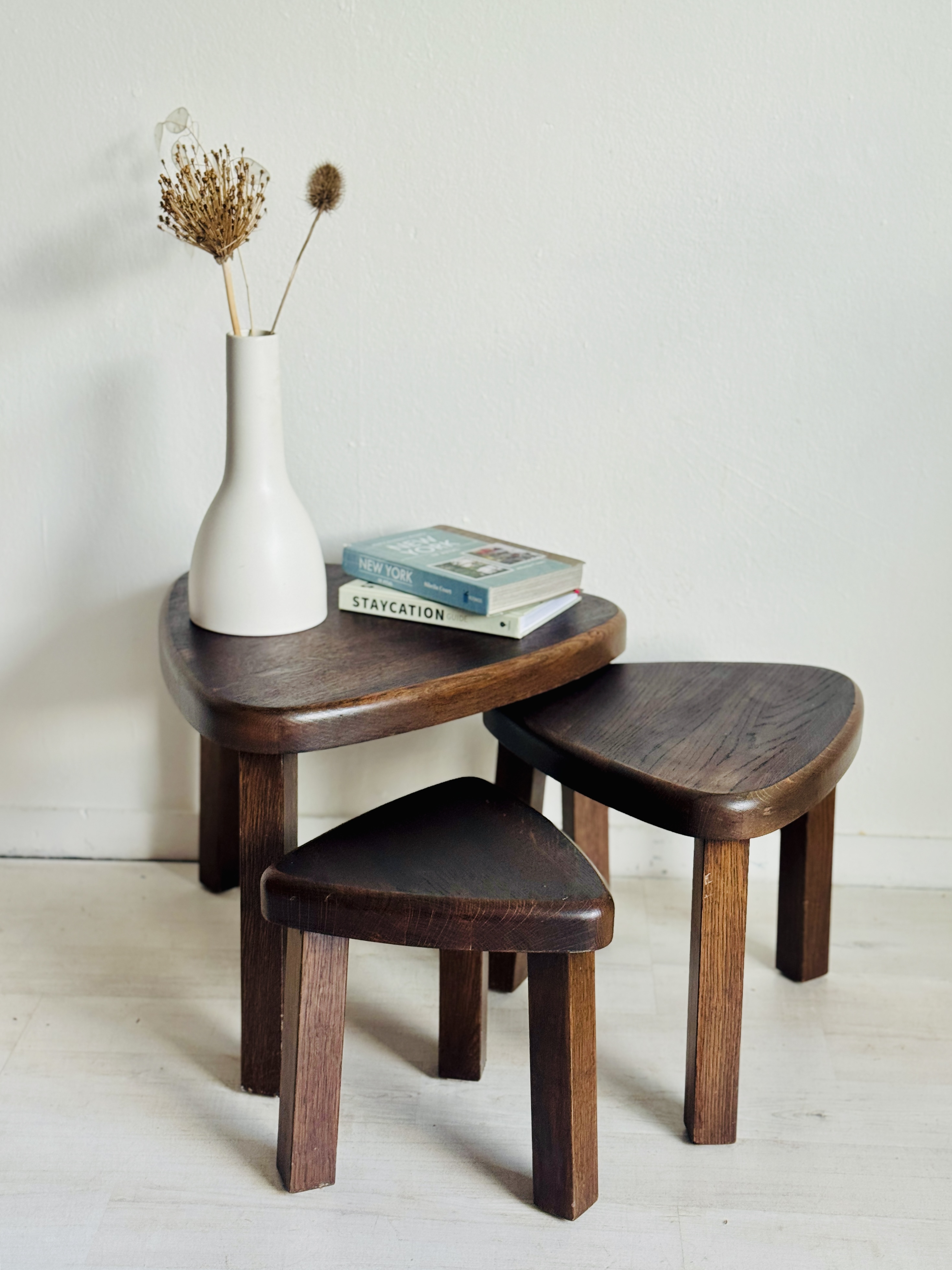 Set Vintage Bijzettafeltjes Nesting Tables Jaren 70 Brutalist image 3