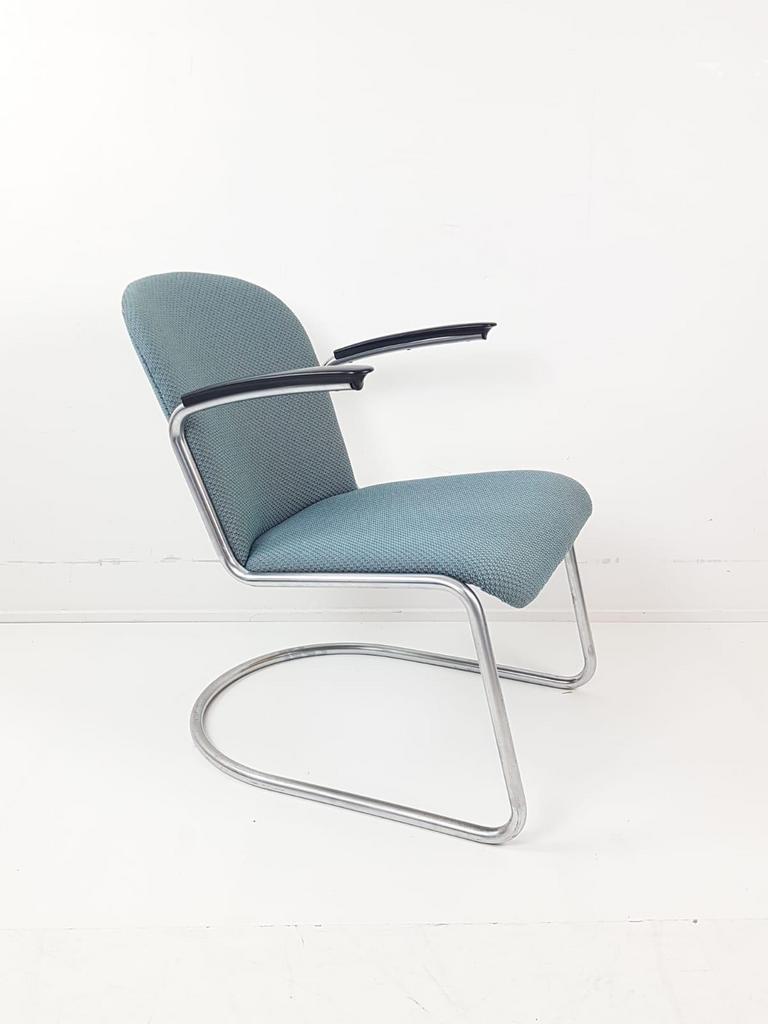 Gispen Fauteuil Model 413 Nieuw Gestoffeerd Grape Blauw image 2