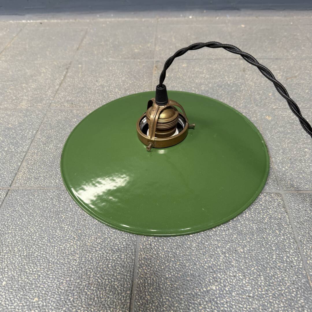Groen Emaille Hanglamp Met Messing Armatuur image 10