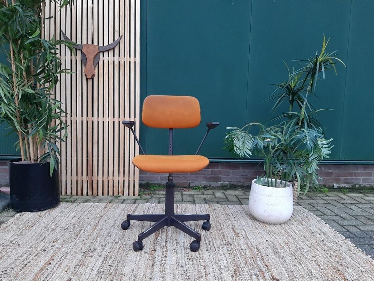 Vintage Bureaustoel Martin Stoll Retro Design Stoel Oker 70 image 5