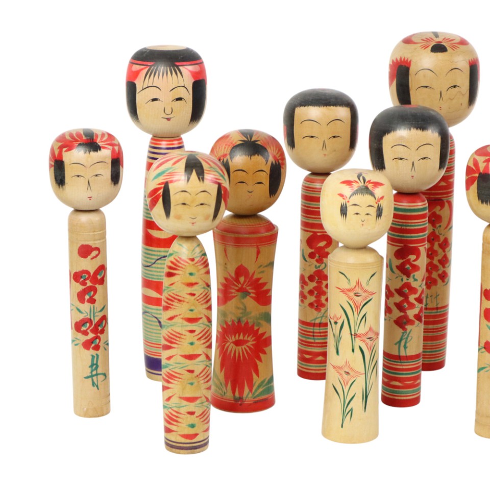 Lot Van 13 Traditionele Vintage Kokeshi Japan Tweede Helft 20E Eeuw image 2