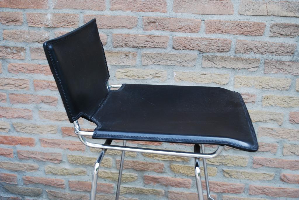 Design Barkruk Chrome En Zwart Leer image 4