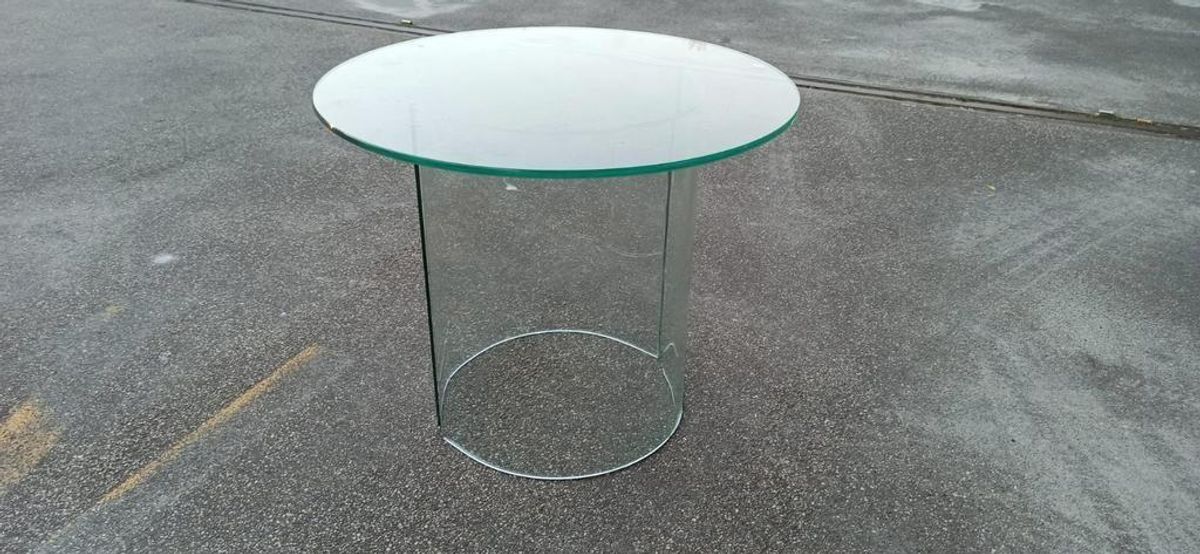 Vintage Postmodern Glazen Bijzettafel, Rond image 7