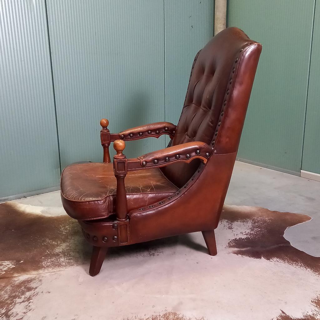 Bijzonder Stoere Vintage Bibliotheekfauteuil Met Studs image 3