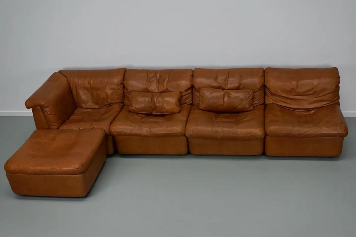 Vintage Cognac Leren Modulaire Hoekbank Van <<<brand>>>, Duitsland 1970 image 17