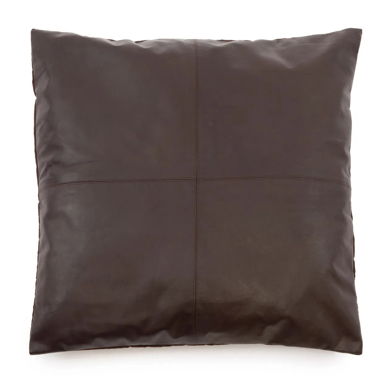 Bazar Bizar | De Four Panel Leather Kussenhoes - Chocolade - 60x60 image 2