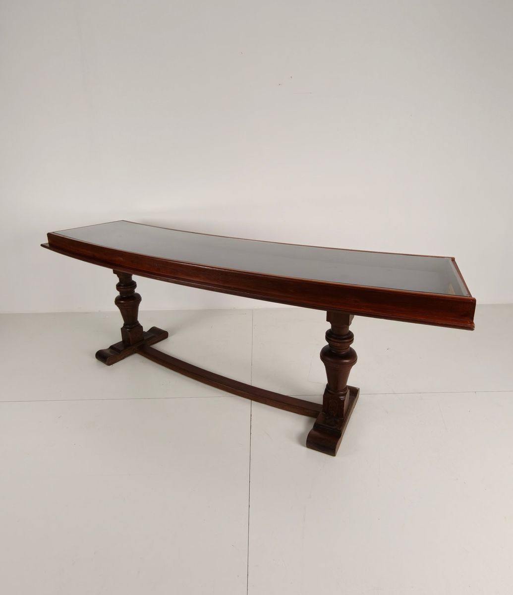 Eikenhouten Museumvitrinekast Uit De Jaren 40-50 – Horizontaal Gebogen Model image 10