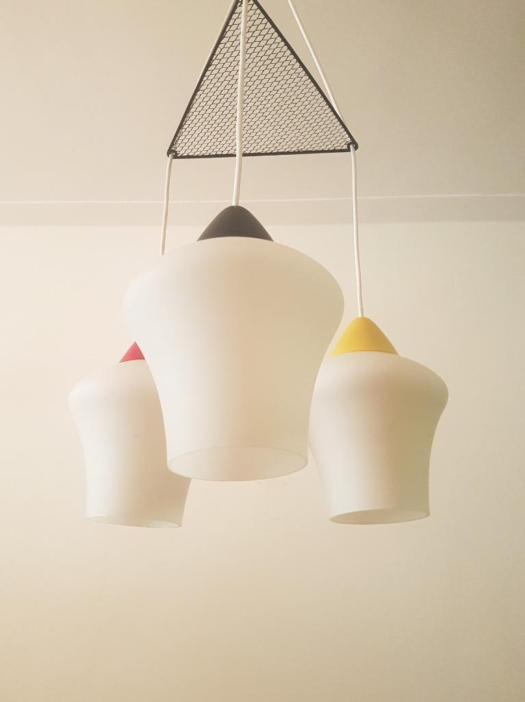 Vintage Jaren '50 Hanglamp In Opaline Glas image 12