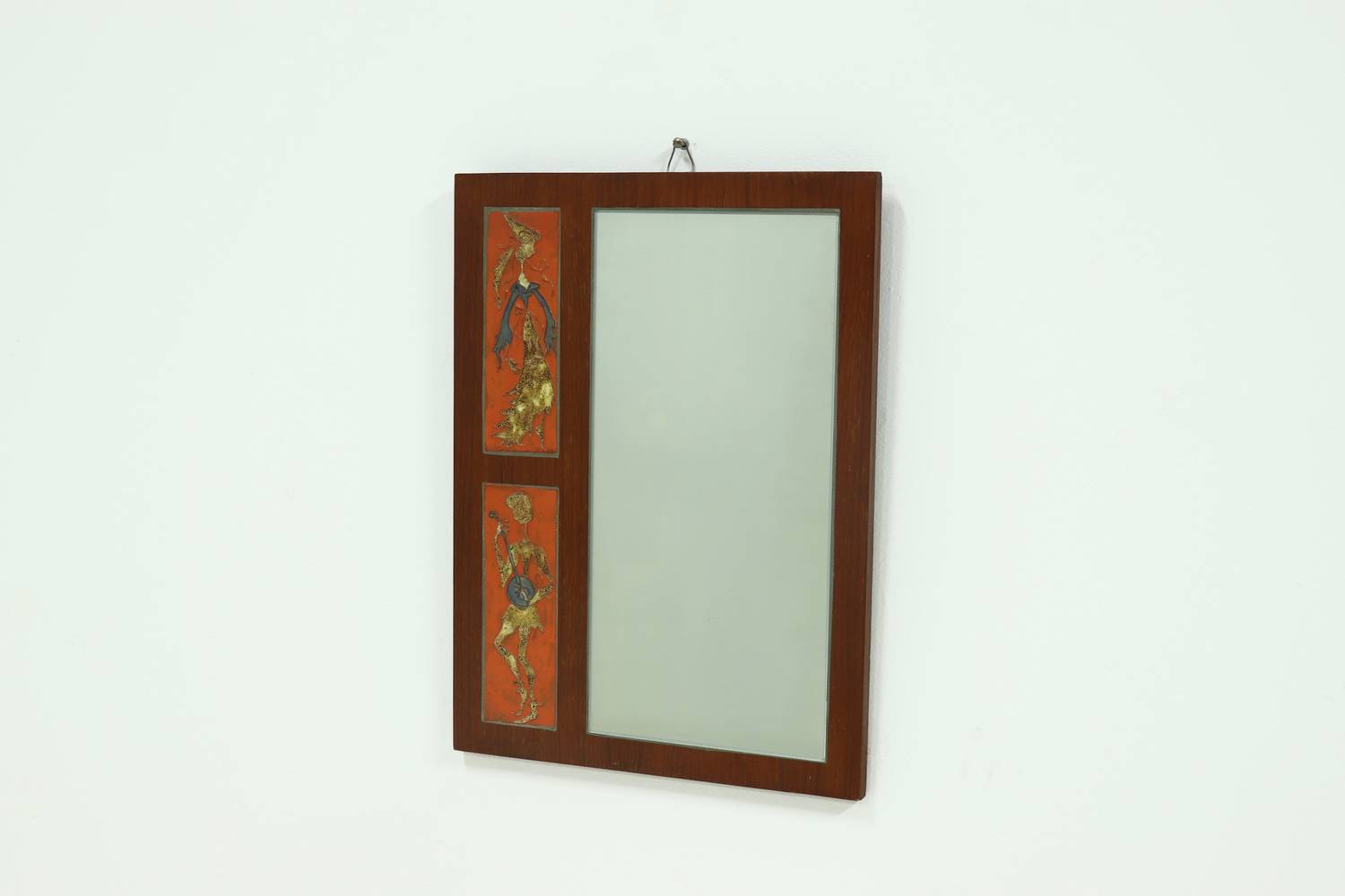 Mid-century Teak And Ceramic Mirror By Atelier Pinson 1960s image 2