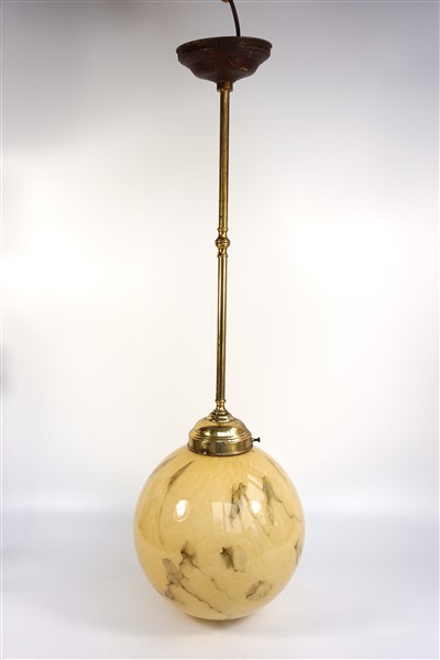 Art Deco Glazen Hanglamp Gemarmerd image 6