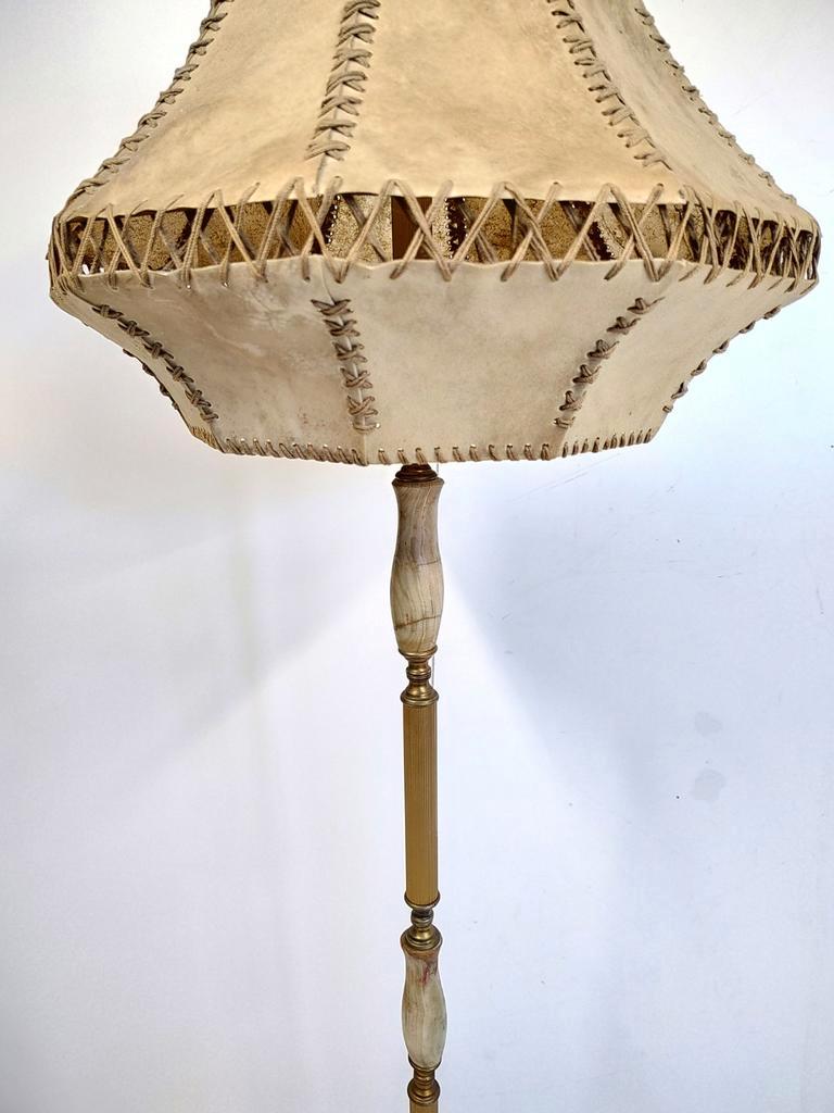 Vintage Staande Lamp Met Lederen Kap image 6