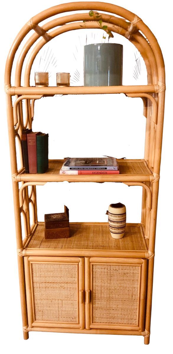 Vintage Bamboe Rotan Kast | Boogkast Rotan Bamboe image 3
