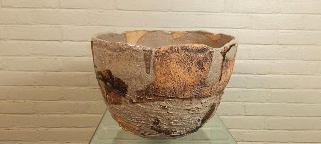 Grote Handgemaakt Keramische Wabi Sabi Schaal / Pot image 13
