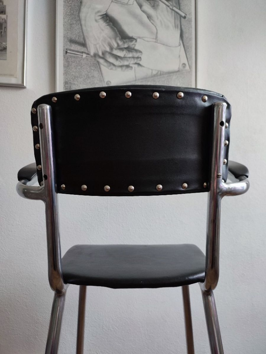 Vintage Kinder Kappersstoel 1950 Gispen Stijl Chroom & Zwart Barber Chair Children image 5