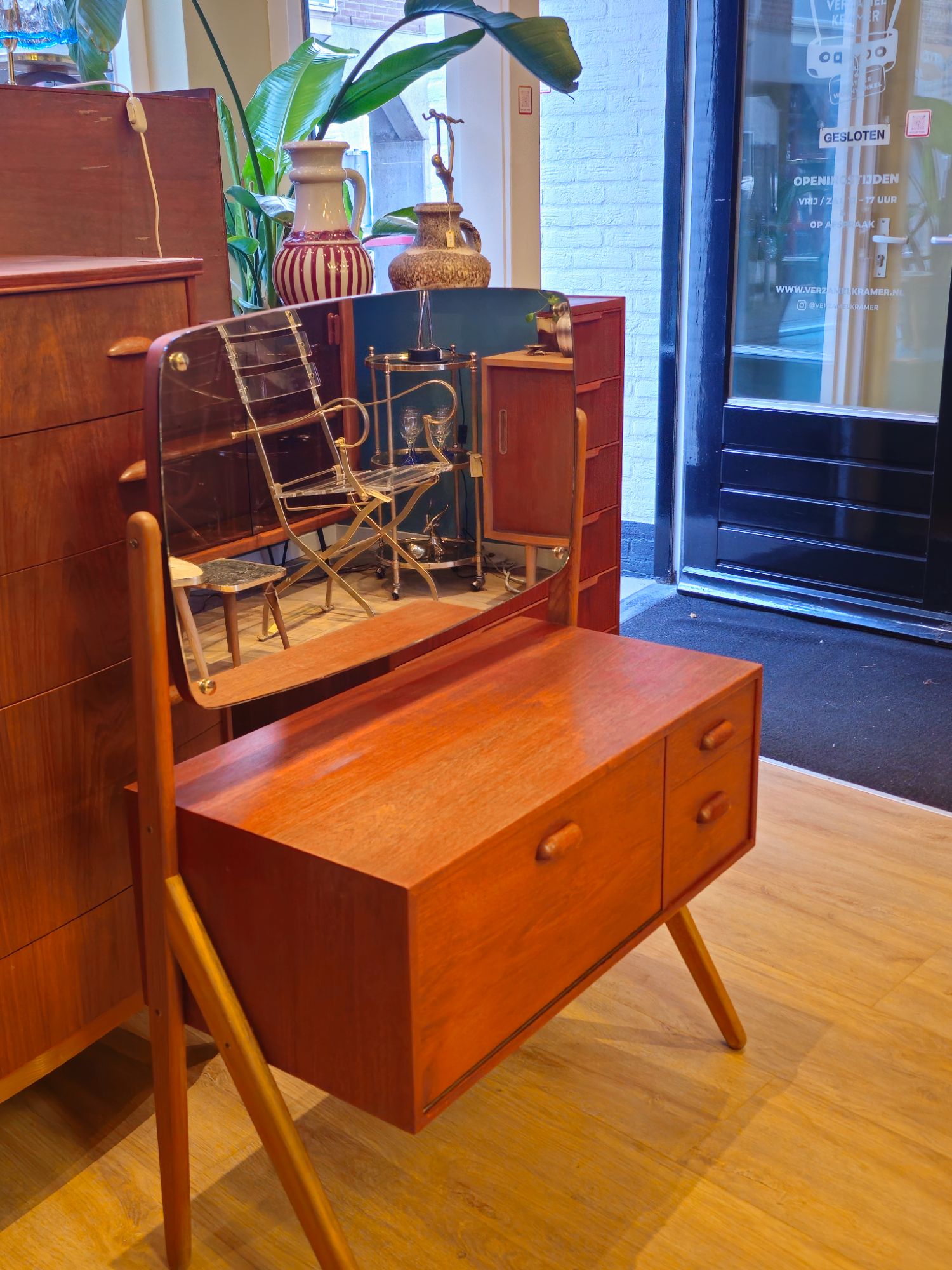 Vintage Deense Make-up Kaptafel Spiegel Make Up Opmaak Tafel image 12