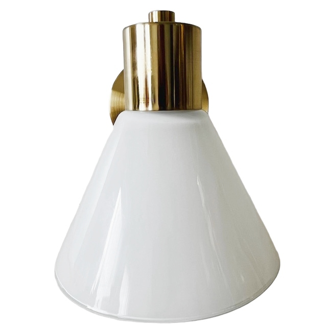 Vintage IKEA Wandlamp Goud Melkglas image 4