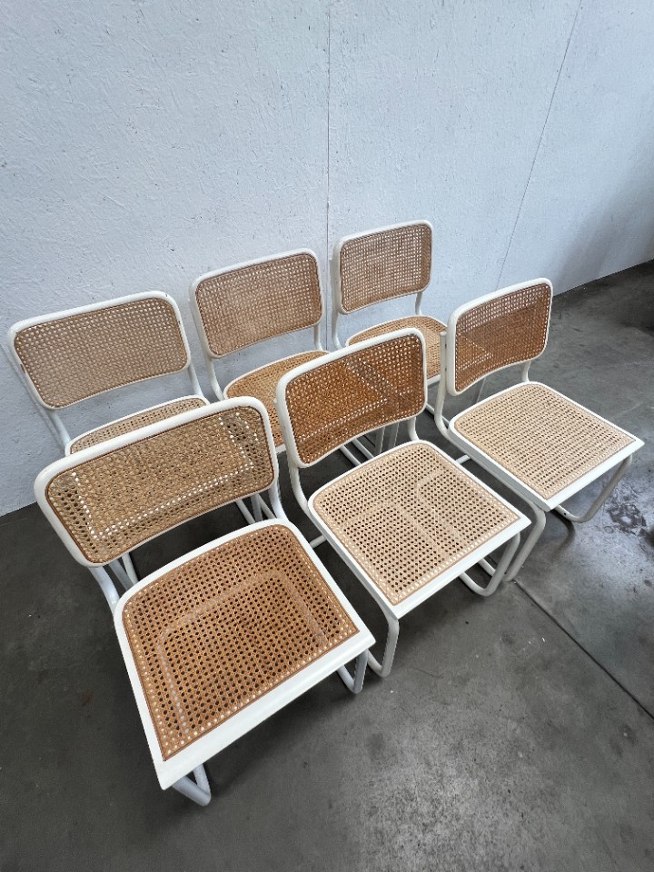 Zes Vintage Cesca Design Stoelen, Witte Uitvoering, 1980's image 10