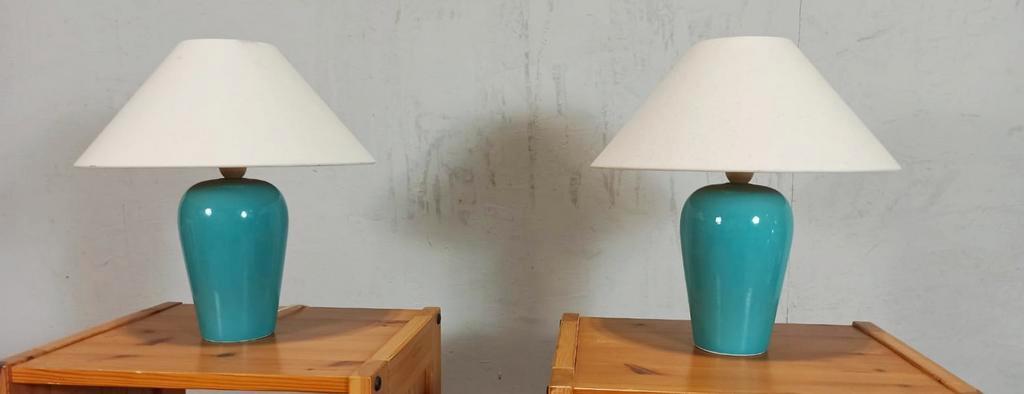 Set Van 2 Vintage Klassieke Tafellampen, Blauw / Turkoois image 2