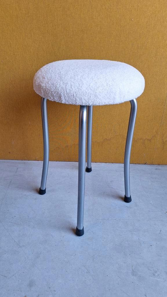 Unieke Vintage Brabantia Kruk Met Nieuwe Stoffering, Krukje image 7