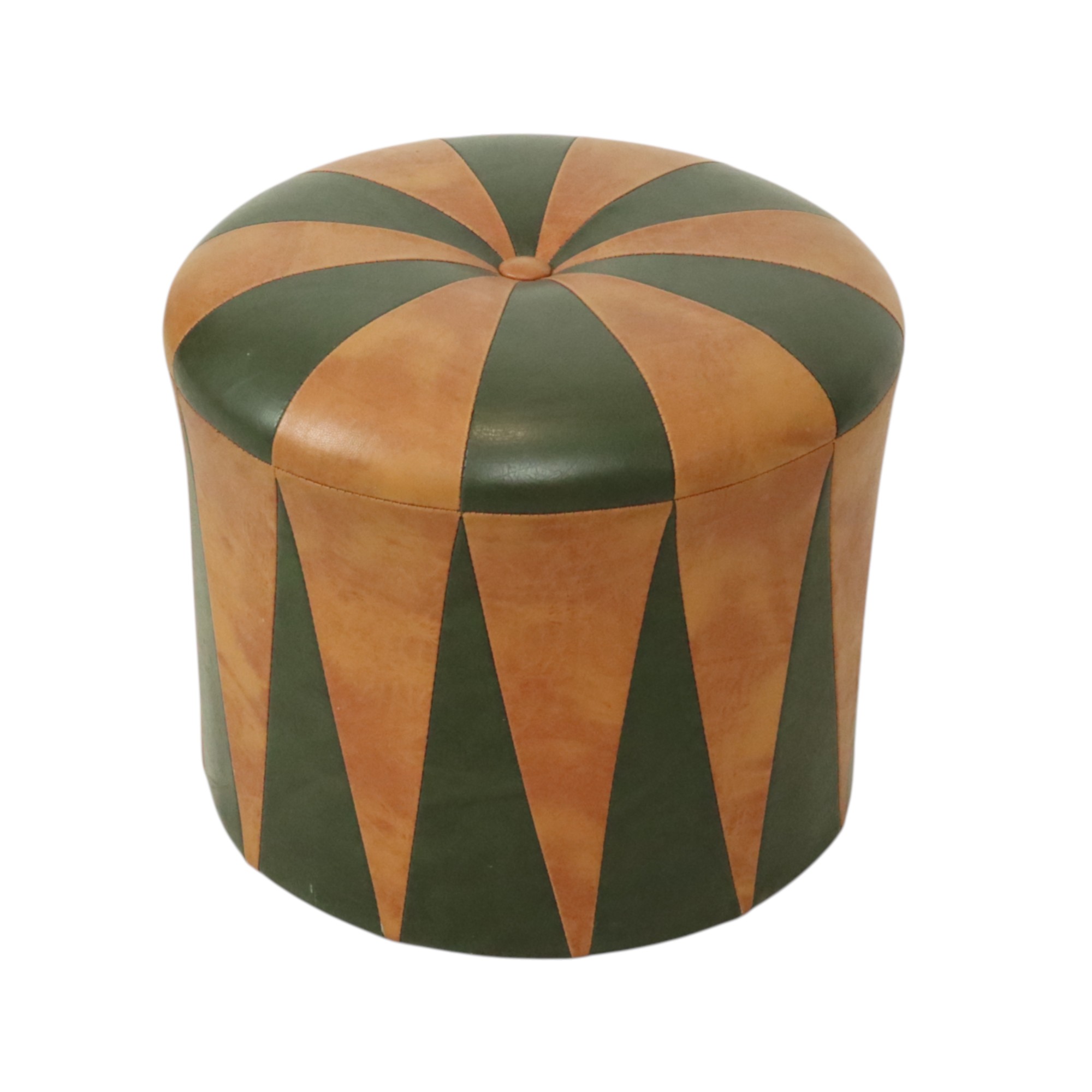 Ronde Vintage Poef Groen Bruin Tweekleurig Skai Sixties image 4