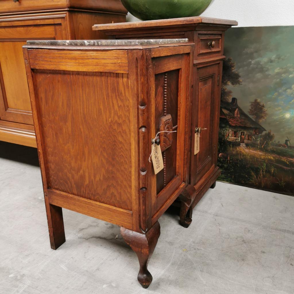 Vintage Landelijk Art Deco Nachtkastje Bijzetkastje Met Marmer Blad 8 image 14