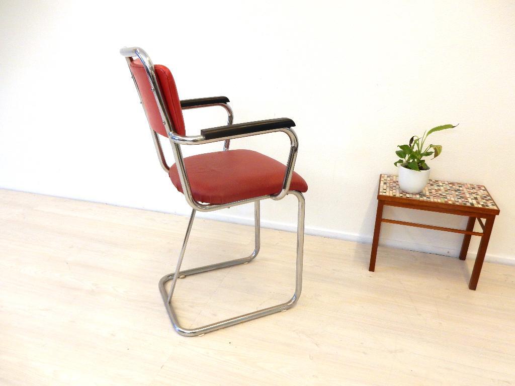 Vintage Stoel Industrieel Gispen Stijl Eetkamerstoel Chroom image 5